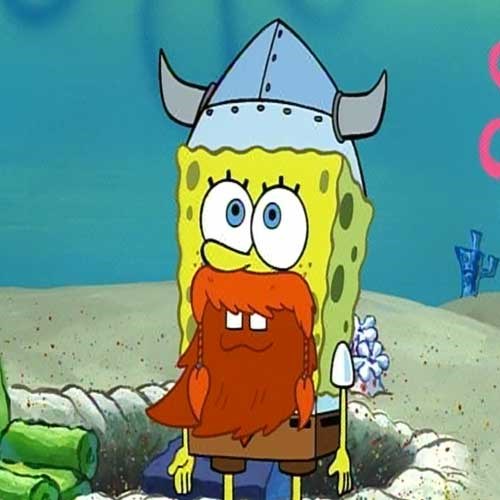 Spongebod standing dressed for Leif Erikson Day.